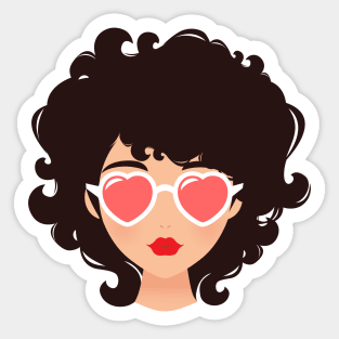 Girl with heart glasses Sticker